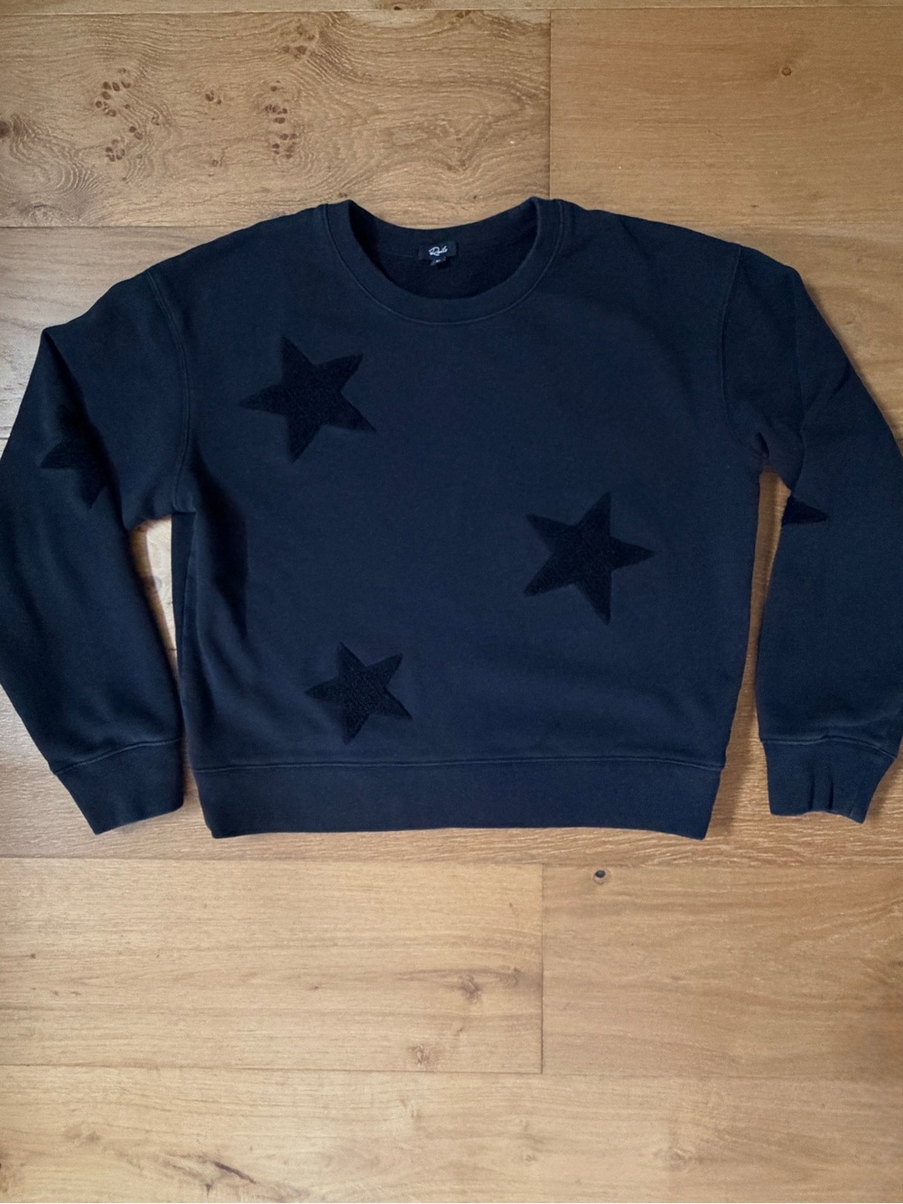 Rails Sonia Star Chenille Patch Crewneck Sweatshirt Washed Black Tonal Wm Medium